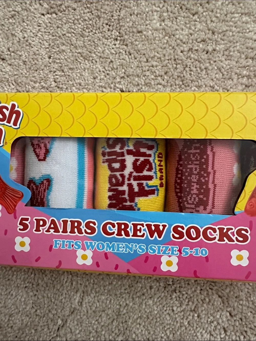 Swedish Fish Women's Pink Crew Sock Set - 5 Pairs